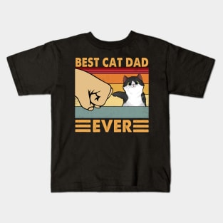 Best Cat Dad Ever Vintage Funny Cat Dad Fathers Day Kids T-Shirt